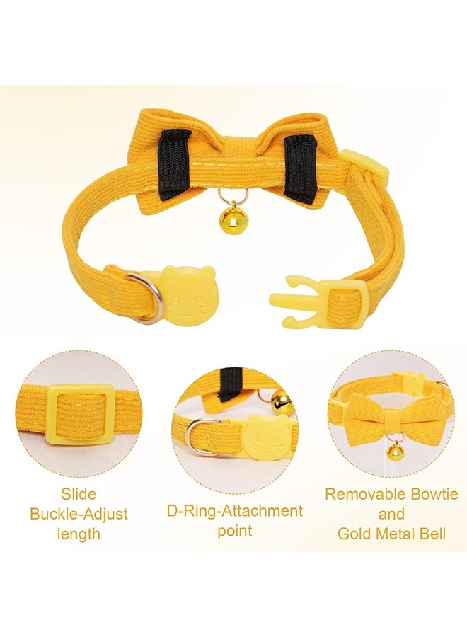 طوق قطط ناعم من قماش الكوردروي مع جرس وربطة عنق، مزود بمشبك أمان قابل للفك، قابل للتعديل للقطط الصغيرة والكبيرة - Image 3